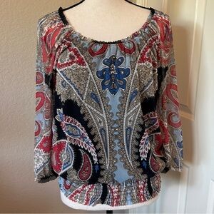 INC Paisley Studded Blouse Size Medium